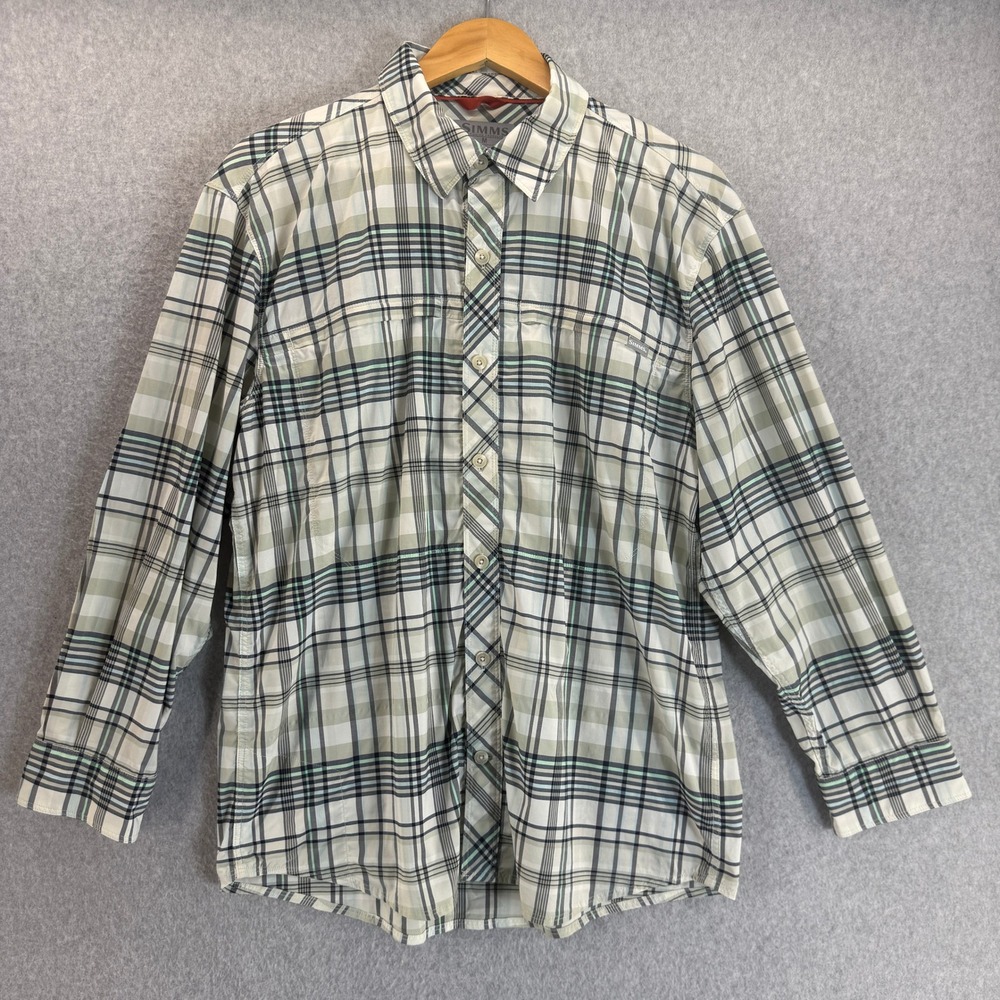Simms Fishing Shirt Insect Shield Plaid ButtonUp Long Sleeve Outdoor Brrr Medium